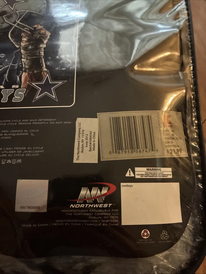 Manta de felpa Dallas Cowboys NFL 60" X 80" Northwest Company Foto 4 de 4