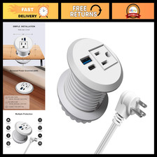 2" Desktop Power Grommet with 20W USB-C Fast Charge, Recessed Desk Outlet, 6.5FT