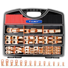 120PCS Battery Cable Ends AWG 1 2 4 6 8 1/0 2/0 Gauge, 60PCS Heavy Duty Copper W