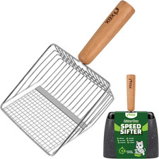 XBX Cat Litter Scoop with Holder, Heavy Duty Litter Sifter, Stainless Steel Litt