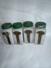 4 Vintage Griffith's Milk Glass Spice Jars Green Tin Screw Lids 1930-50 #17