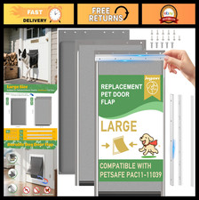 Insulated 3-Flap Dog Door Replacement - Metal Bracket  Screws, Large Size 10.1"