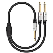 1/4 Inch TS Male to Dual 1/4 TS Y Splitter Cable Mono Audio Cord 50 cm