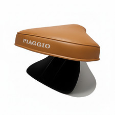 SELLA MONOPOSTO con scritta PIAGGIO per VESPA 50 SPECIAL R-L-N colore cuoio