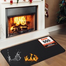 Fireplace Mat, 2' x 3'6'' x 0.04'' x 3'6" Rectangular , Black