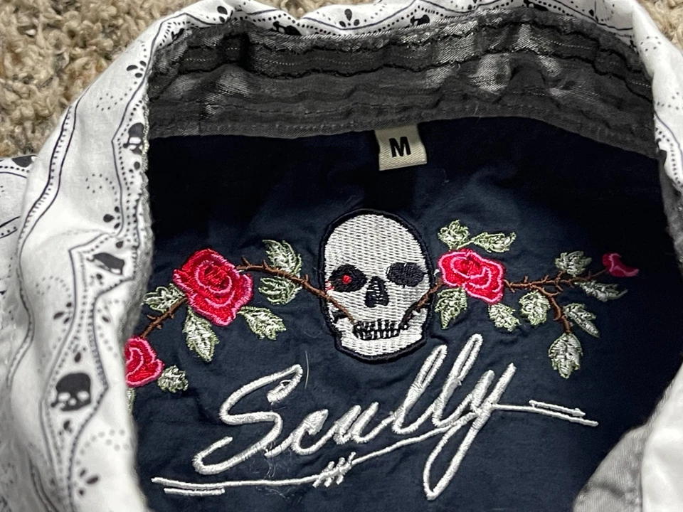 Scully Pearl Snap Shirt Mens Medium Skull Striped Button Up Western - Image 3 of 4