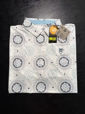 NWT MEN'S PUMA MATTR RISING POLO, SIZE: S, COLOR: WHITE/TROPICAL AQUA M7.26 