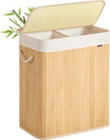 SONGMICS Laundry Basket, 100 L, Laundry Hamper with 2 Compartments, Laundry Bin