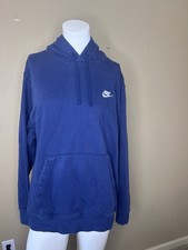 Nike Sportswear Club Fleece Pullover Hoodie Navy Blue Women s Size M Swoosh