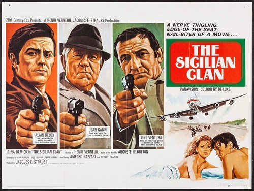 DELON GABIN VENTURA LE CLAN DES SICILIENS Comédiens Cinéma PLAQUE METAL 20X30 cm