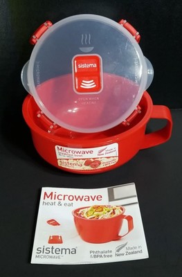 ~Sistema Microwave~ 850ml Breakfast Bowl Colour ~ BPA Free, Microwave Safe ~Red~