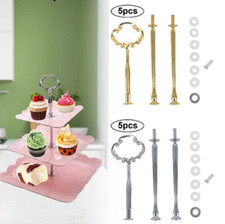 5-Set 3 Tiers Cake Plate Cupcake Stand Rack Fittings Handle Rod Wedding Party