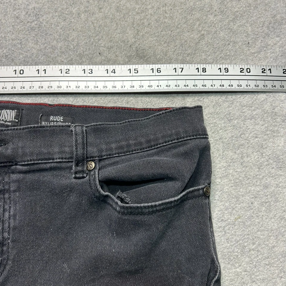 Pantalones de mezclilla Social Collision para mujer 38 X 30 Rude Lip Service negros ajustados emo grunge Foto 4 de 4