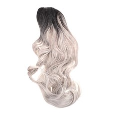 Heat Resistant Long Curly Grey Wig Fiber Material Wig for Women