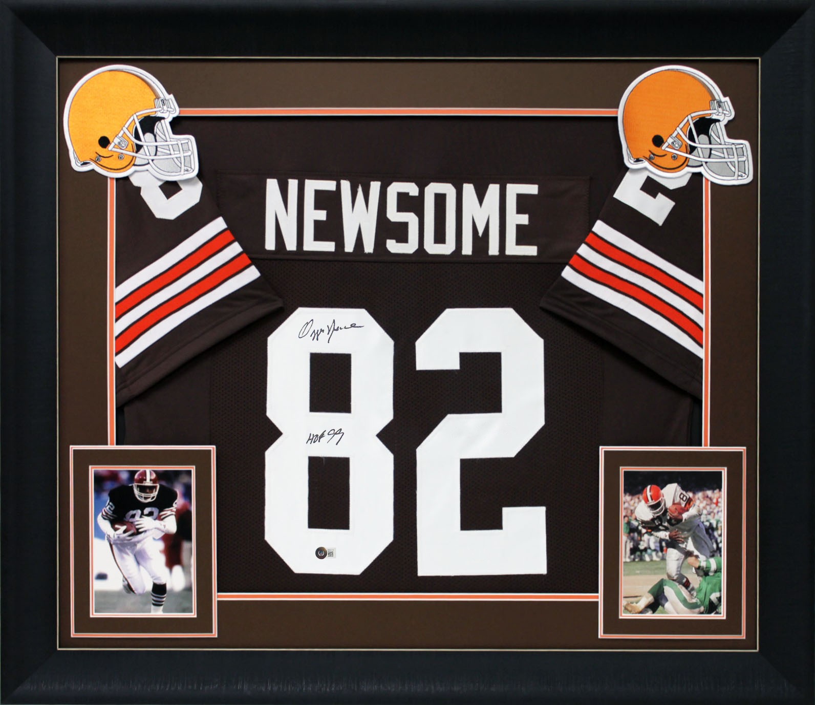 Ozzie Newsome Autographed Signed Cleveland Browns "HOF 99" Brown Pro Style Framed Jersey BAS Witnessed 