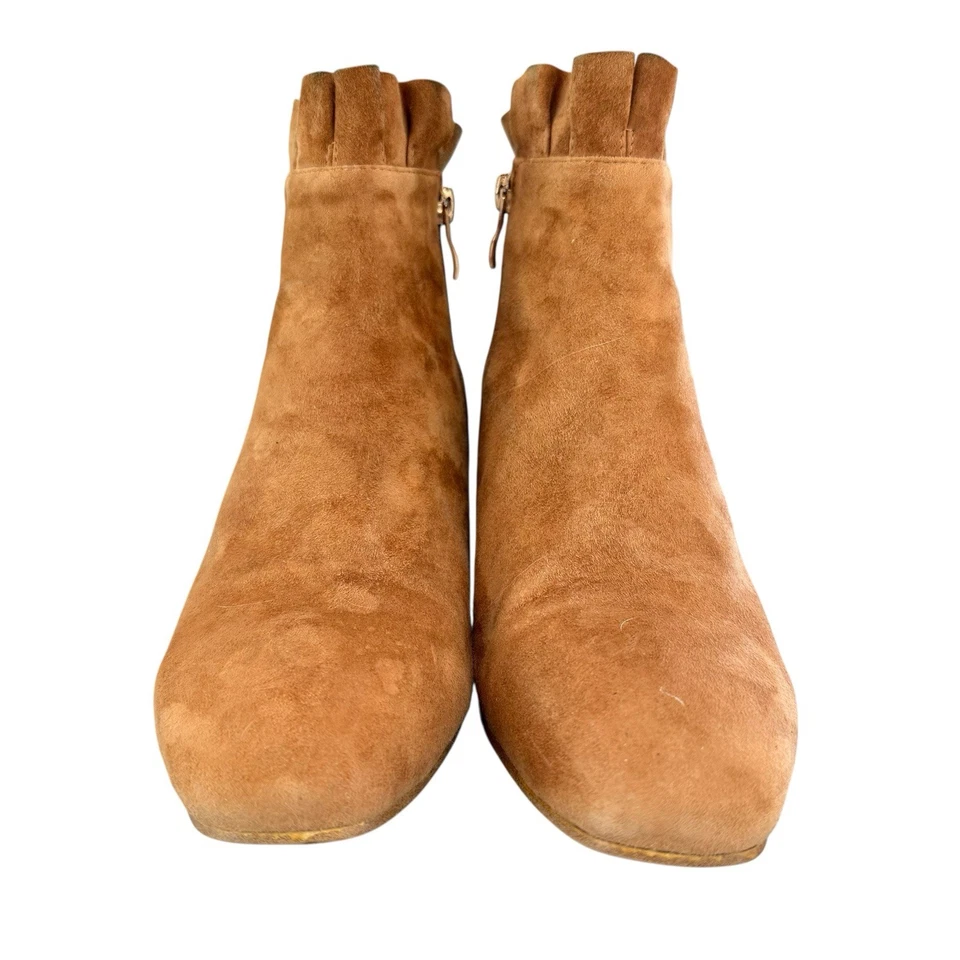 Botas Silent D de camurça botas de tornozelo femininas mel UE 39 EUA 8-8.5 babado marrom dourado - Imagem 3 de 4