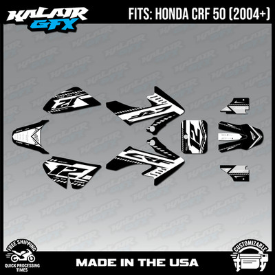 Graphics Kit for  Honda CRF50 (2004-2012) or (2013+)  Lethal Series - White