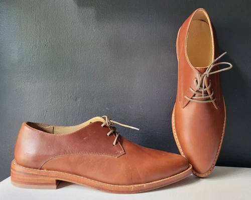 NISOLO BROWN GENUINE LEATHER TIE OXFORDS New Without Box Sz 9