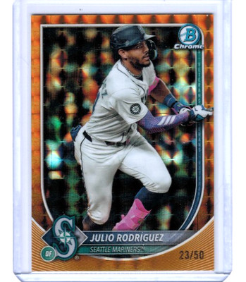 2025 Bowman Chrome Julio Rodriguez Gold Geometric Refractor RC #'ed 23/50 #66