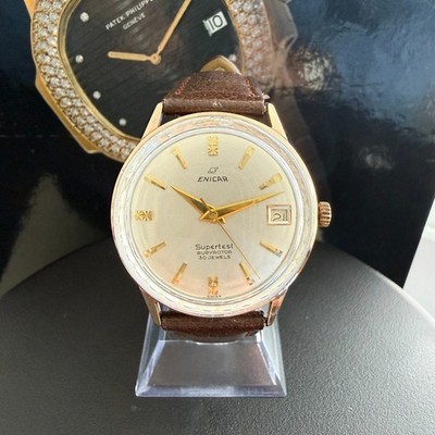 Enicar Supertest ''Rubyrotor''   Rose Gold EPSA Compressor   Diamond-cut crystal