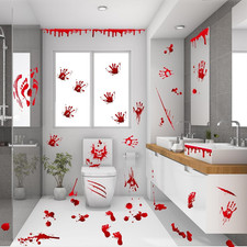 136Pcs Halloween Decorations Indoor, Scary Bloody Handprints Wall Decals Pumpkin