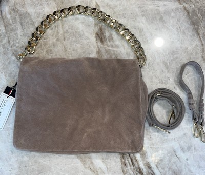 NWT Viola Castellani Taupe Chiaro Shoulder Crossbody Chunky Gold Bag