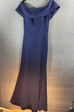 Betsy  Adam / Off The Shoulder Fitted Navy Dress/ Stunning Back / Size 4