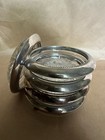 Leonard 5pc Round Coaster Set Silver-Tone Rim Clear Glass Starburst Stack — photo 3