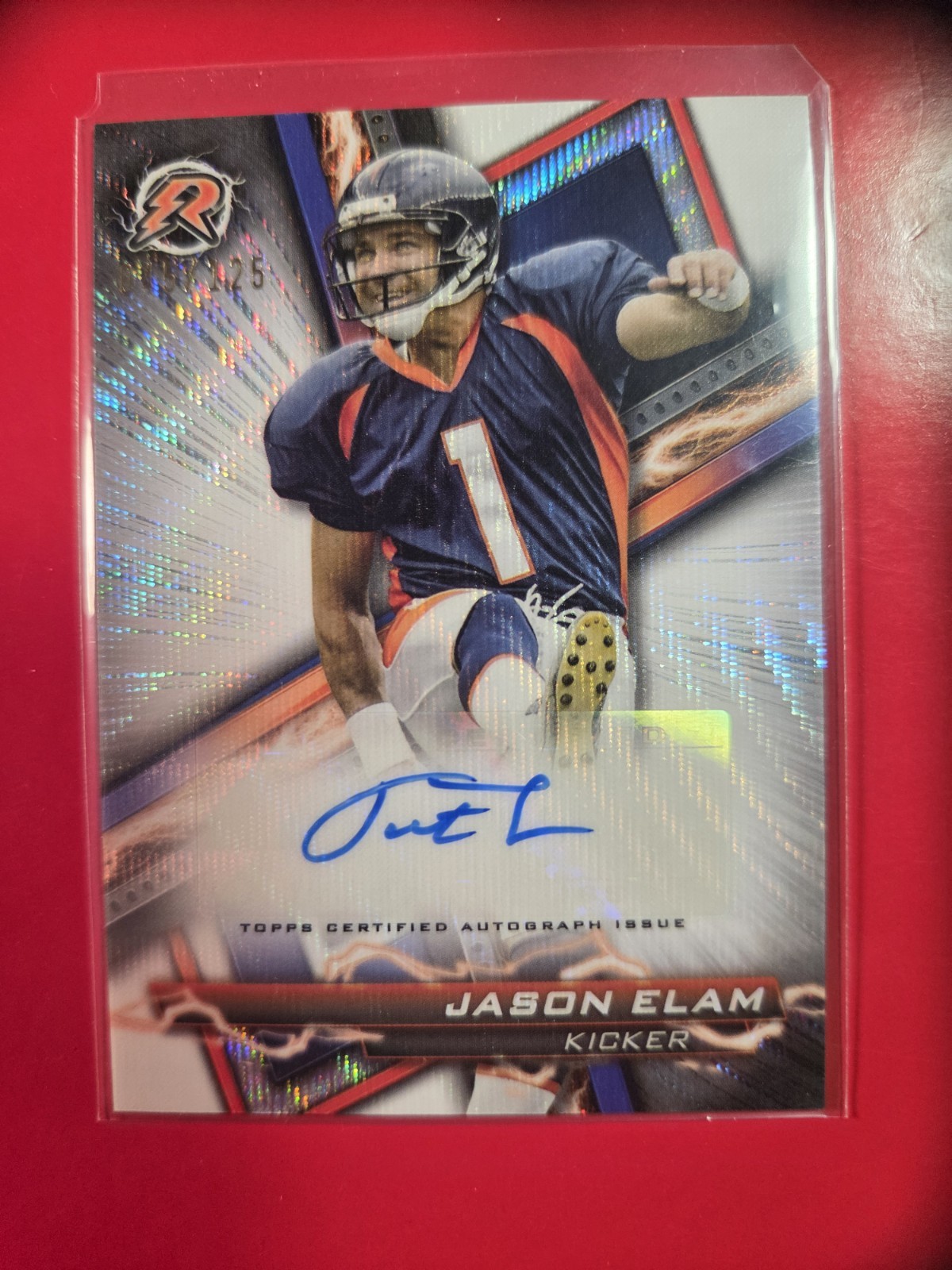 2024 Topps Resurgence Jason Elam White Surge Refractor Auto 45/125 Broncos