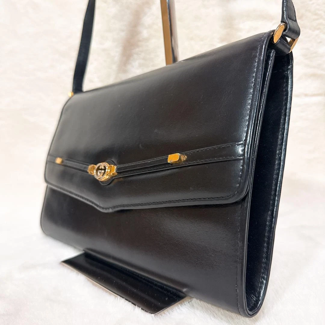 Sac bandoulière Gucci imbriqué vintage cuir noir m2_0406