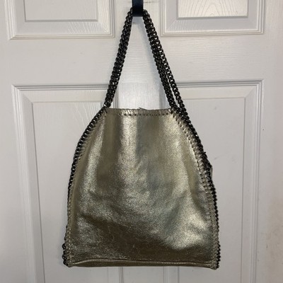 Sofia Cassie Made In Italy Silver 2 Way Handbag W/ Chain Strap Runway Hollywood