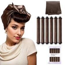 6 Pcs Overnight Hair Curlers, Heatless Curls for Sleep In with Satin Hair Scarf