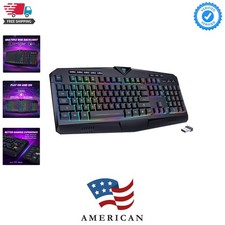 Wireless Keyboard, Rechargeable RGB Backlit Wireless Gaming Keyboard with Wri...