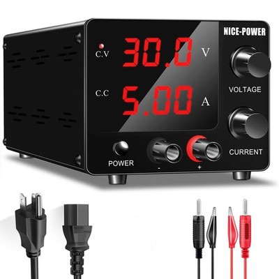 30V 5A Variable DC Power Supply Bench 0-30V 0-5A Encoder LED Display USB Ports 