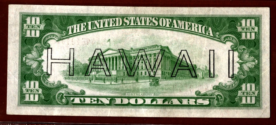 1934 A $10 🌴 HAWAII OVRERPRINT 🌴 WWII EMERGENCY ISSUE PCGS 30 - Image 4 of 4