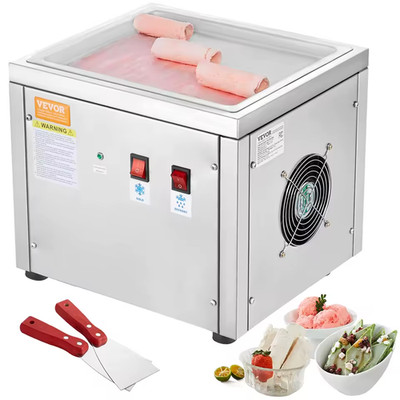 Commercial Fried Ice Cream Roll Machine with Compressor Stainless Steel