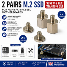 2 Pairs M.2 SSD Mounting Screw & Hex Standoff Set for NVMe PCIe Motherboard