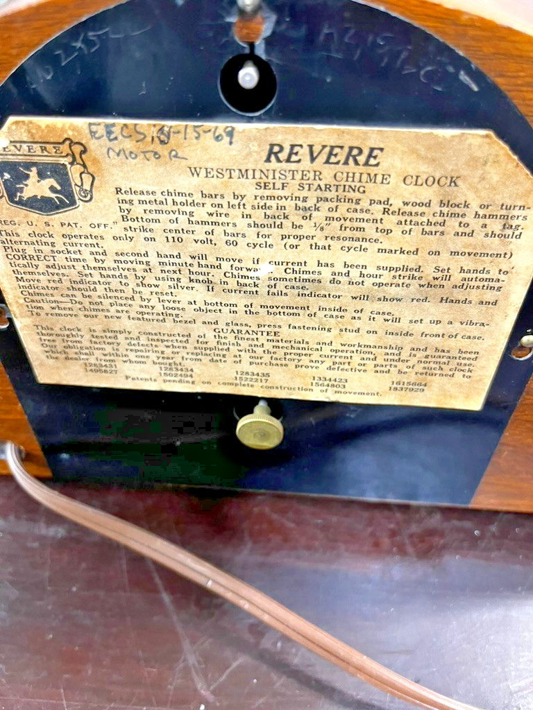 Vintage Herschede ( REVERE) Desk Clock Electric -  Oval Face 8" x 16" x 4"