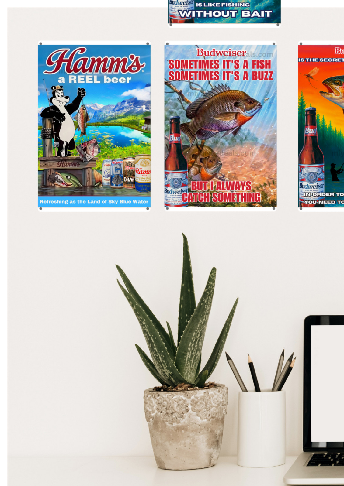 Hamm's Beer Fishing  Funny Metal Sign Poster– Wall Decor hamms beer  Read Des