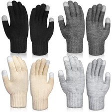 Berlune 4 Pairs Alpaca Wool Gloves Thermal Winter Warm Touch Screen Knitted G...