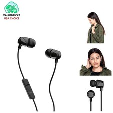 Compact Jib Wired Earbuds with In-Line Controls  Noise Isolation - Black