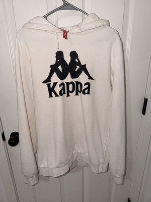 Kappa Authentic Hoodie Sweatshirt White Large Omini Logo Pullover Streetwear