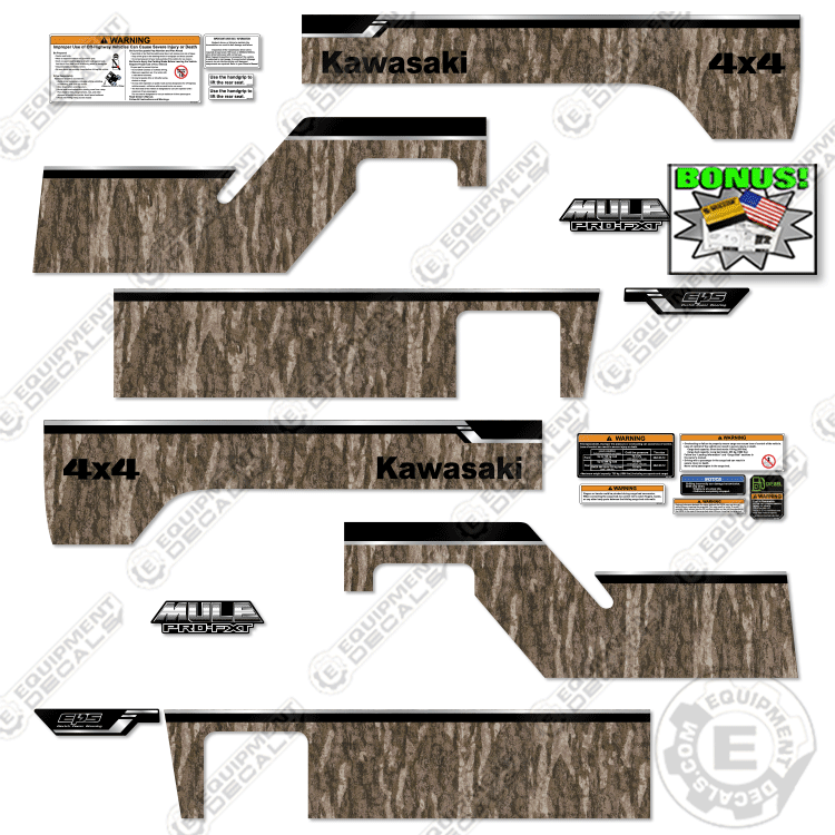 Fits Kawasaki Mule Pro FXT Decal Kit 4x4 - Camo Version - 7 Year