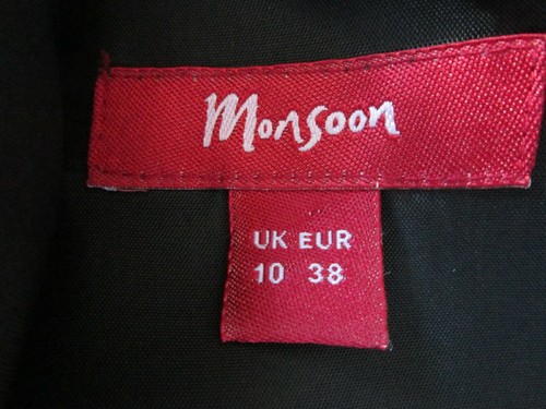 Vestido negro de seda monzón 10 niveles en capas ocasión fiesta graduación cuello en V - Imagen 7 de 8