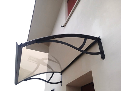 vordach haustür überdachung eisen aus Polycarbonat Baldachin metal - MEZZA LUNA
