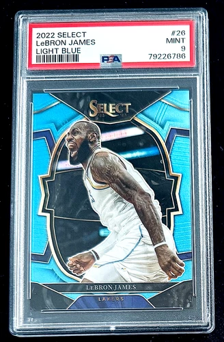 2022-23 Panini Select LeBron James Concourse Light Blue Prizm /299 PSA 9 Lakers