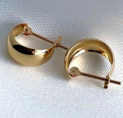 Pendientes de aro de oro amarillo de 18 quilates K18YG 5x10 mm Tsuki-Kou hech... - Imagen 1 de 4