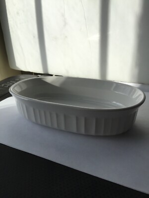 Corning Ware French White Oval Ribbed Individual Serving Dish Casserole  475mL