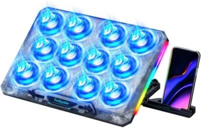 Laptop Cooling Pad with 12 Quiet Fans, Slim Portable for 12-17.3 Inch Laptop Coo