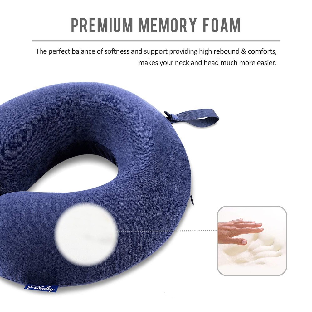 Travel Pillow Memory Foam Head Neck Support Pillow for Airplane,Car,Home,Office